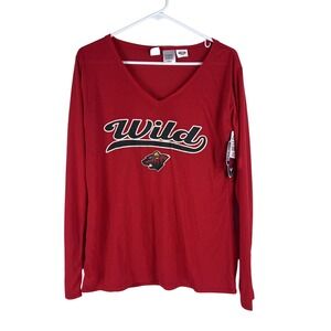 Minnesota Wild Long Sleeve Womens‎ Size Large Shirt NHL NEW Red Hockey